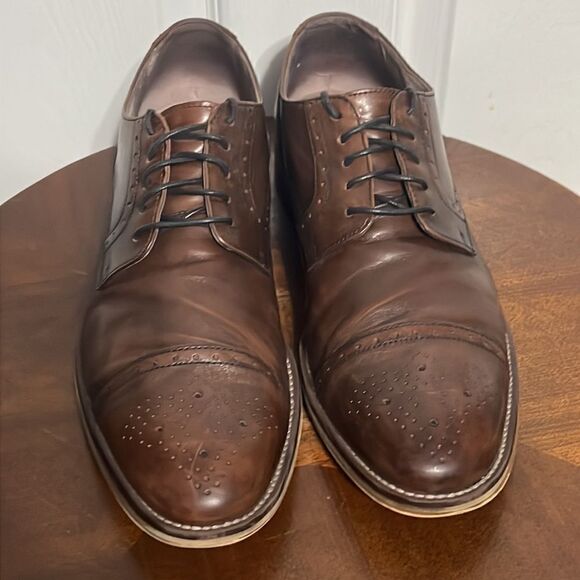 ?? Johnston & Murphy Derby 59-1993 Leather Dress Shoe 10.5M Carriker Cap Toe‎